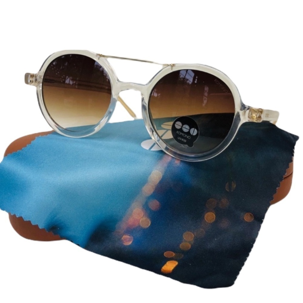 NEW KOMONO sunglasses Vivien Clear gold round - Picture 3 of 15